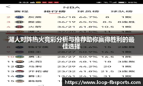 湖人对阵热火竞彩分析与推荐助你赢得胜利的最佳选择